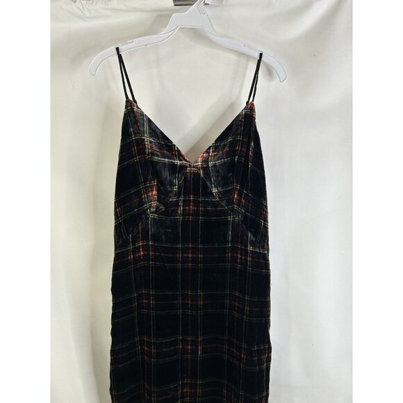 J. Crew Spaghetti Strap Midi Dress in Velvet Red Tartan Plaid - Picture 5 of 9